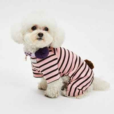〚Louisdog〛 ルイスドッグ つなぎ ロンパース SMサイズ 新品 ルイスドッグ louisdog Bunny Tail Pants/Blush Stripes【小型犬 犬服