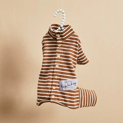 ルイスドッグ louisdog Button Stripe Pants/Amber【小型犬 犬服 ロンパース つなぎ パンツ オールインワン セレブ】