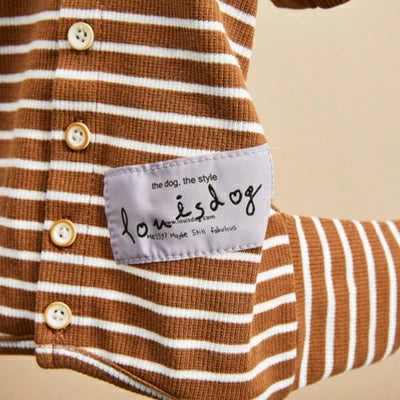 ルイスドッグ louisdog Button Stripe Pants/Amber【小型犬 犬服 ロンパース つなぎ パンツ オールインワン セレブ】