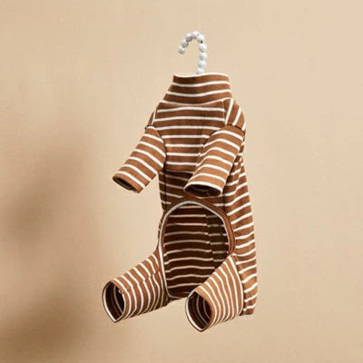 ルイスドッグ louisdog Button Stripe Pants/Amber【小型犬 犬服 ロンパース つなぎ パンツ オールインワン セレブ】