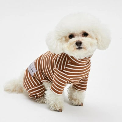 ルイスドッグ louisdog Button Stripe Pants/Amber【小型犬 犬服 ロンパース つなぎ パンツ オールインワン セレブ】
