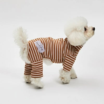 ルイスドッグ louisdog Button Stripe Pants/Amber【小型犬 犬服 ロンパース つなぎ パンツ オールインワン セレブ】