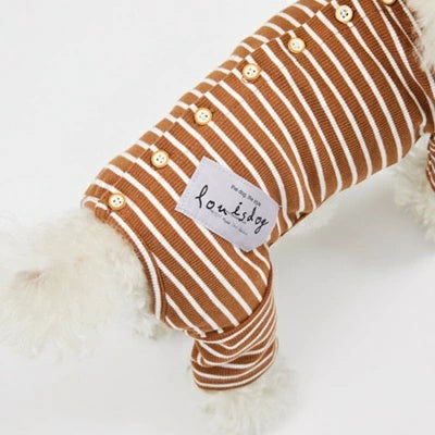 ルイスドッグ louisdog Button Stripe Pants/Amber【小型犬 犬服 ロンパース つなぎ パンツ オールインワン セレブ】