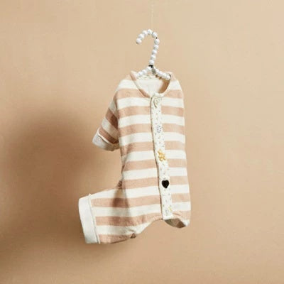 ルイスドッグ louisdog Button Stripe Pants/Nude【小型犬 犬服 ロンパース つなぎ パンツ オールインワン セレブ】