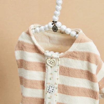 ルイスドッグ louisdog Button Stripe Pants/Nude【小型犬 犬服 ロンパース つなぎ パンツ オールインワン セレブ】