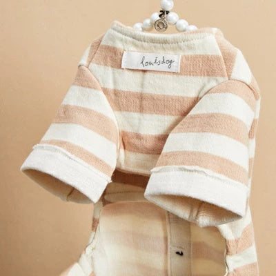ルイスドッグ louisdog Button Stripe Pants/Nude【小型犬 犬服 ロンパース つなぎ パンツ オールインワン セレブ】