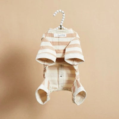 ルイスドッグ louisdog Button Stripe Pants/Nude【小型犬 犬服 ロンパース つなぎ パンツ オールインワン セレブ】