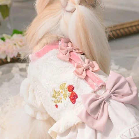 きゃんナナ CanNana いちご刺繍ハーフボレロ 1176【小型犬 犬服 アウター トップス ボレロ 羽織り】