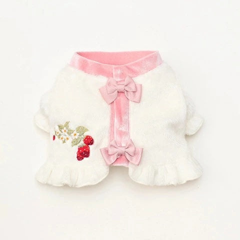 きゃんナナ CanNana いちご刺繍ハーフボレロ 1176【小型犬 犬服 アウター トップス ボレロ 羽織り】