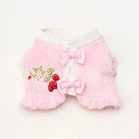 きゃんナナ CanNana いちご刺繍ハーフボレロ 1176【小型犬 犬服 アウター トップス ボレロ 羽織り】