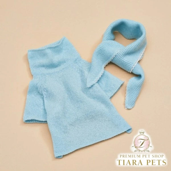 ルイスドッグ louisdog Baby Powder Cashmere Scarf Set【小型犬 犬服 トップス ニット セーター スカーフ セット セレブ】