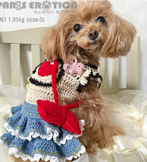 パリエロ PARIERO I LOVE+ ニットドレス [受注生産]【小型犬 犬服 ドレス ワンピース スカート セレブ】