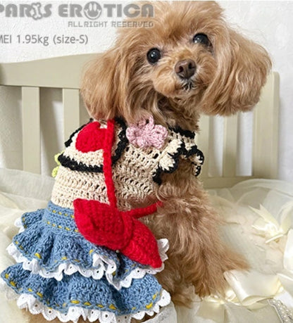 パリエロ PARIERO I LOVE+ ニットドレス [受注生産]【小型犬 犬服 ドレス ワンピース スカート セレブ】