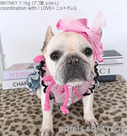 パリエロ PARIERO ニットヘッドドレス #3 [受注生産]【小型犬 犬用 帽子 ニット帽 セレブ】