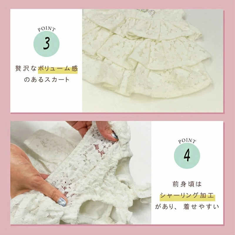 クレイジーブー CRAZYBOO 肩フリルレーシーワンピ【犬服 ワンピース スカート ドレス セレブ】