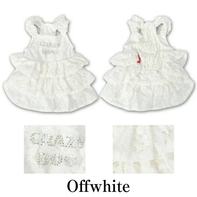 クレイジーブー CRAZYBOO 肩フリルレーシーワンピ【犬服 ワンピース スカート ドレス セレブ】