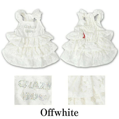 クレイジーブー CRAZYBOO 肩フリルレーシーワンピ【犬服 ワンピース スカート ドレス セレブ】