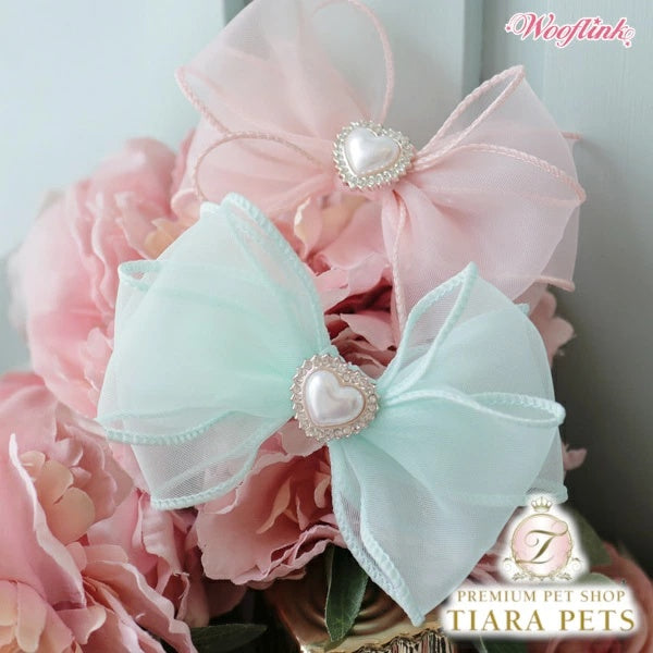ウーフリンク WOOFLINK CHIFFON DE LUNE BOW【犬用 ヘアアクセサリー アクセサリー バレッタ パッチン留め セレブ】