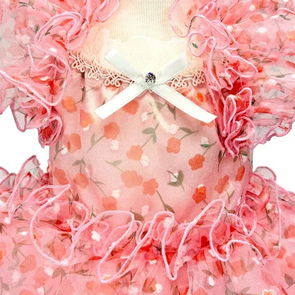 犬用フリルドレス ピンク　luxe birdie バーディ BIRDIE Luxe birdie デビュタントドレス L ピンク【返品不可