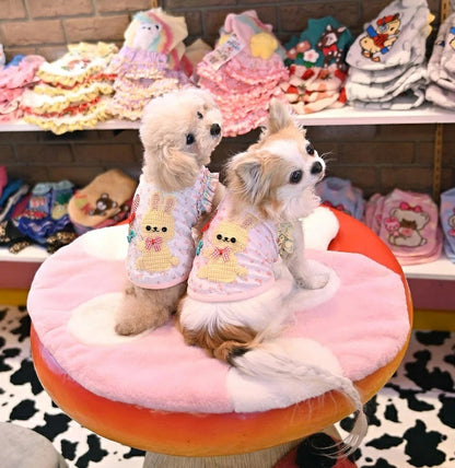 J&Kアニマルズ J&K animals 小花うさぎTシャツ【小型犬 犬服 トップス Tシャツ ドレス】