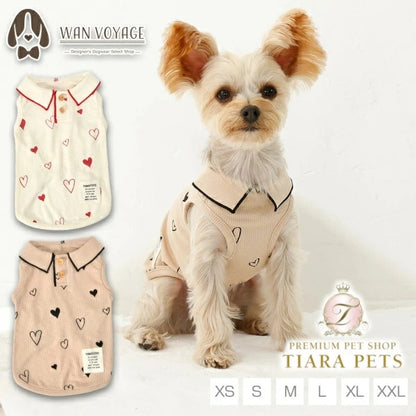 ティノティート TINOTITO ハートリブ襟タンク【小型犬 犬服 ドッグウェア トップス タンクトップ】
