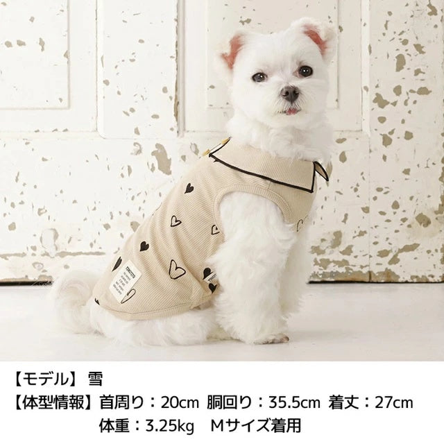 ティノティート TINOTITO ハートリブ襟タンク【小型犬 犬服 ドッグウェア トップス タンクトップ】
