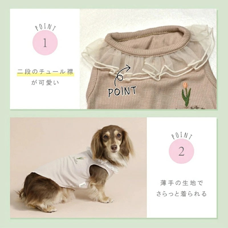 ティノティート TINOTITO ネックフリルリブタンク【小型犬 犬服 ドッグウェア トップス タンクトップ】