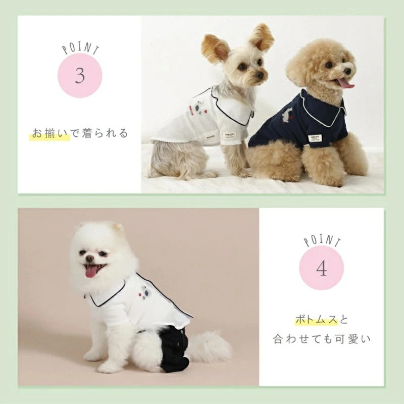 ティノティート TINOTITO 背開きパジャマ風シャツ【小型犬 犬服 ドッグウェア トップス シャツ】