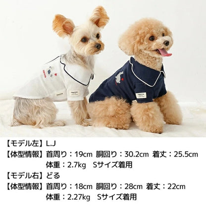 ティノティート TINOTITO 背開きパジャマ風シャツ【小型犬 犬服 ドッグウェア トップス シャツ】