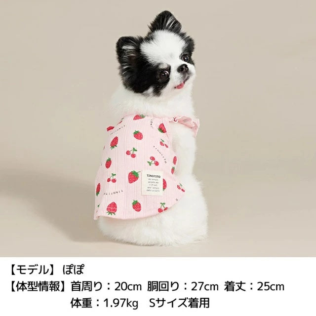 ティノティート TINOTITO 肩フリルいちごキャミ【小型犬 犬服 ドッグウェア トップス キャミソール】