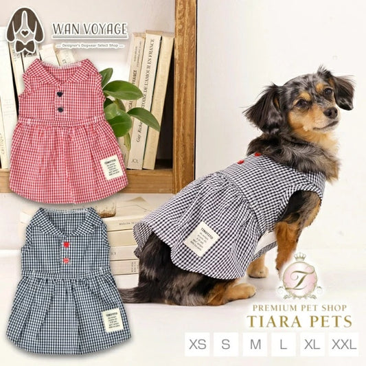 ティノティート TINOTITO ギンガムチェックワンピ【小型犬 犬服 ドッグウェア ワンピース スカート ドレス】