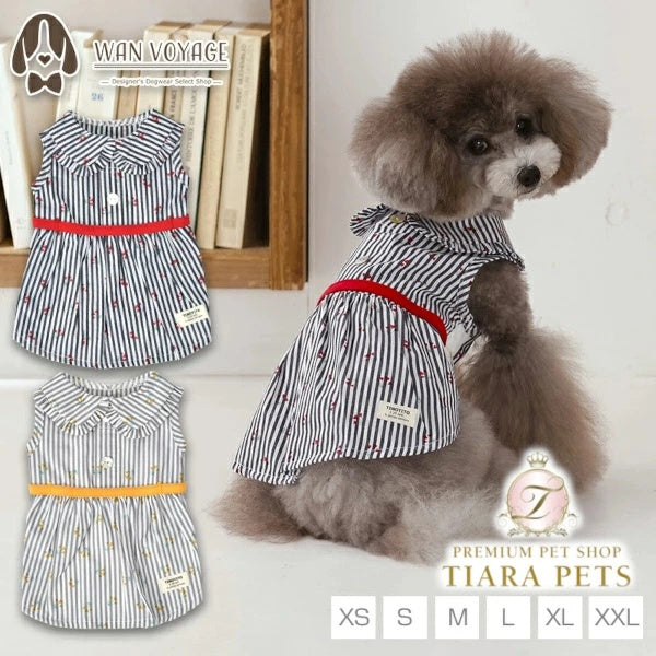 ティノティート TINOTITO 小花ストライプワンピ【小型犬 犬服 ドッグウェア ワンピース スカート ドレス】