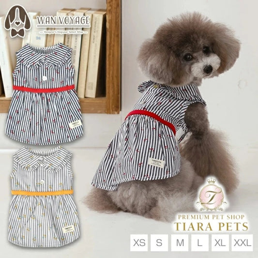 ティノティート TINOTITO 小花ストライプワンピ【小型犬 犬服 ドッグウェア ワンピース スカート ドレス】