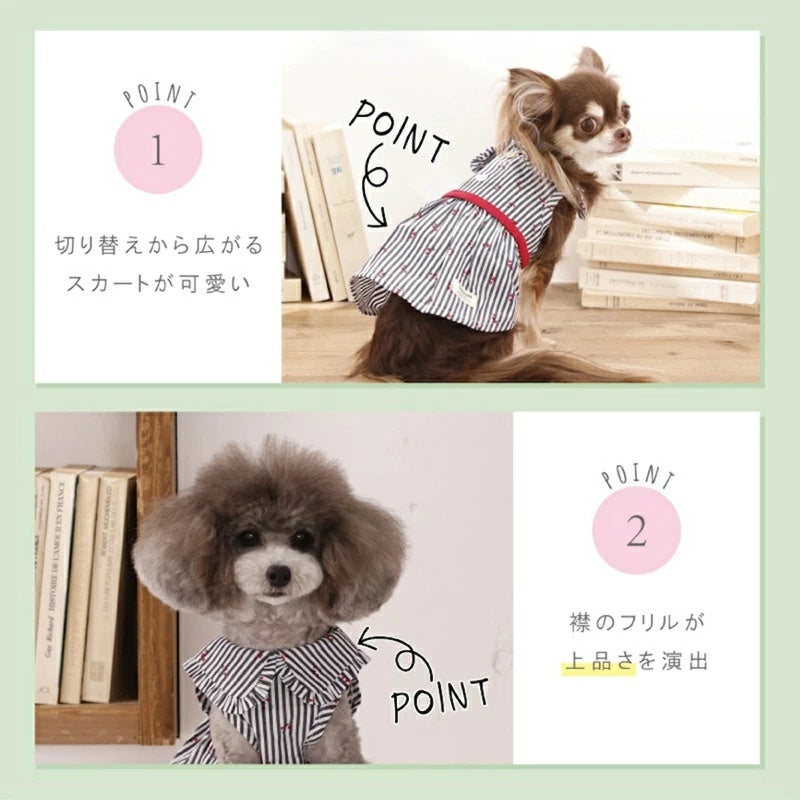 ティノティート TINOTITO 小花ストライプワンピ【小型犬 犬服 ドッグウェア ワンピース スカート ドレス】