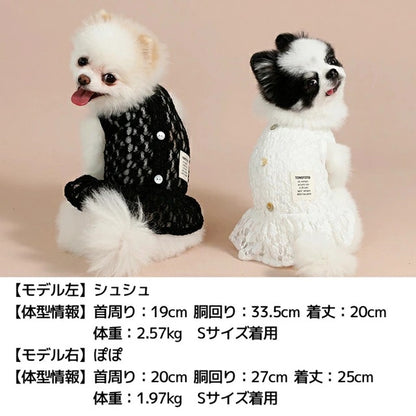 ティノティート TINOTITO 透かしレースワンピ【小型犬 犬服 ドッグウェア ワンピース スカート ドレス】
