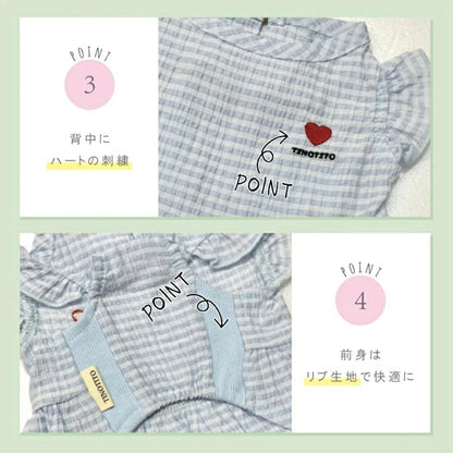 ティノティート TINOTITO 透かしフリル袖ワンピ【小型犬 犬服 ドッグウェア ワンピース スカート ドレス】
