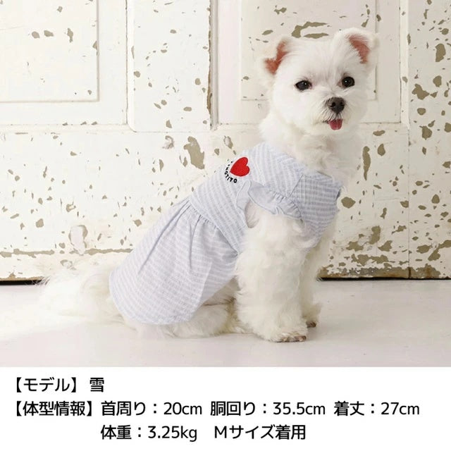 ティノティート TINOTITO 透かしフリル袖ワンピ【小型犬 犬服 ドッグウェア ワンピース スカート ドレス】