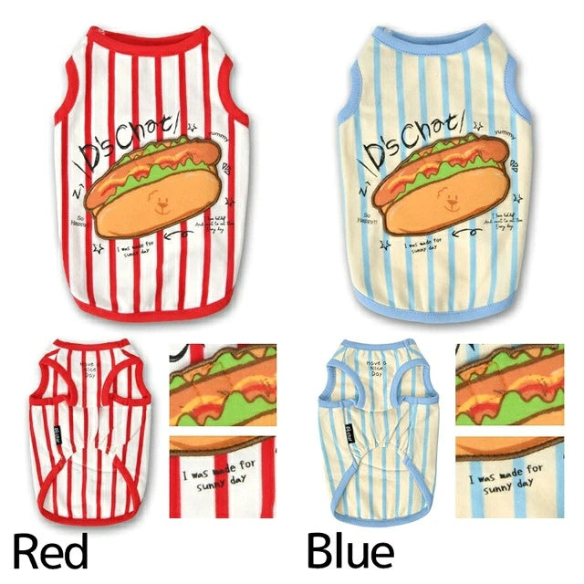 ディーズチャット D's CHAT ホットドッグストライプタンク【犬服 ドッグウェア トップス タンクトップ セレブ】