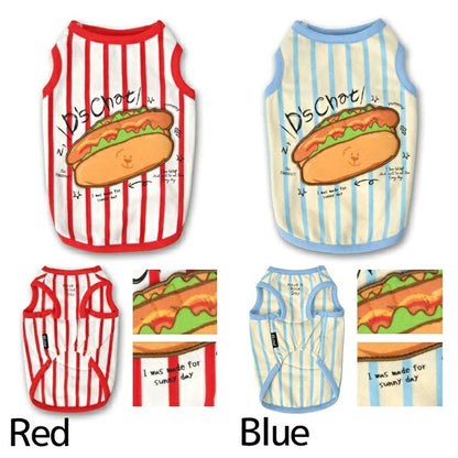 ディーズチャット D's CHAT ホットドッグストライプタンク【犬服 ドッグウェア トップス タンクトップ セレブ】