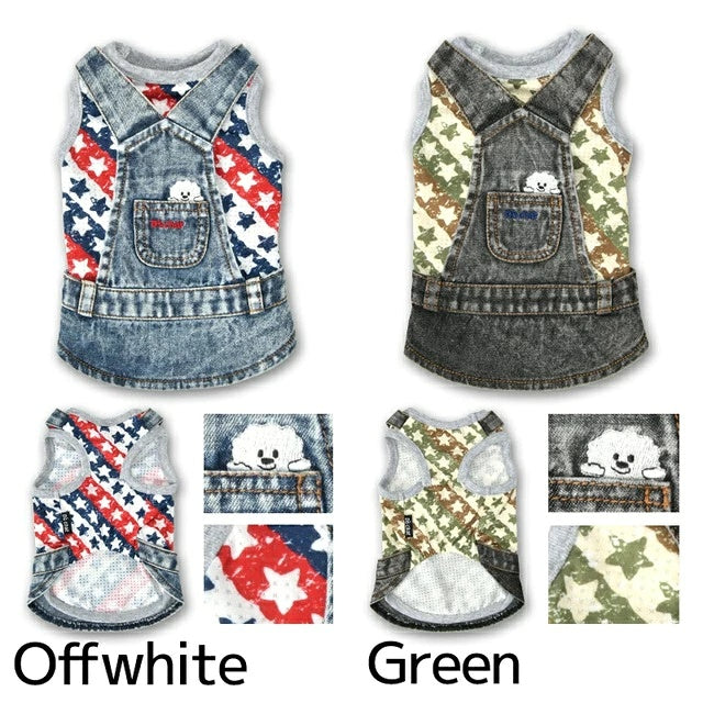 ディーズチャット D's CHAT スター柄デニムジャンスカタンク【犬服 ドッグウェア トップス タンクトップ セレブ】