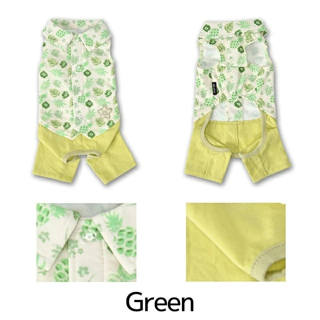 ディーズチャット D's CHAT ボタニカルシャツパンツ【犬服 ドッグウェア つなぎ ロンパース パンツ ズボン セレブ】