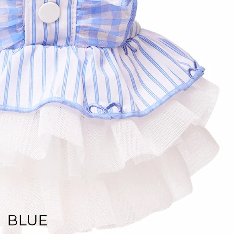 ゴッドピヴァ GODPIVA ストライプリボンフリルワンピース【小型犬 犬服 ワンピース スカート ドレス セレブ】