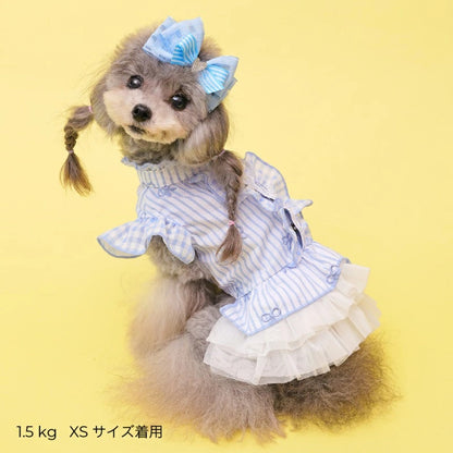 ゴッドピヴァ GODPIVA ストライプリボンフリルワンピース【小型犬 犬服 ワンピース スカート ドレス セレブ】