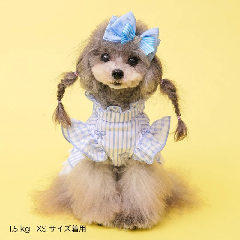 ゴッドピヴァ GODPIVA ストライプリボンフリルワンピース【小型犬 犬服 ワンピース スカート ドレス セレブ】