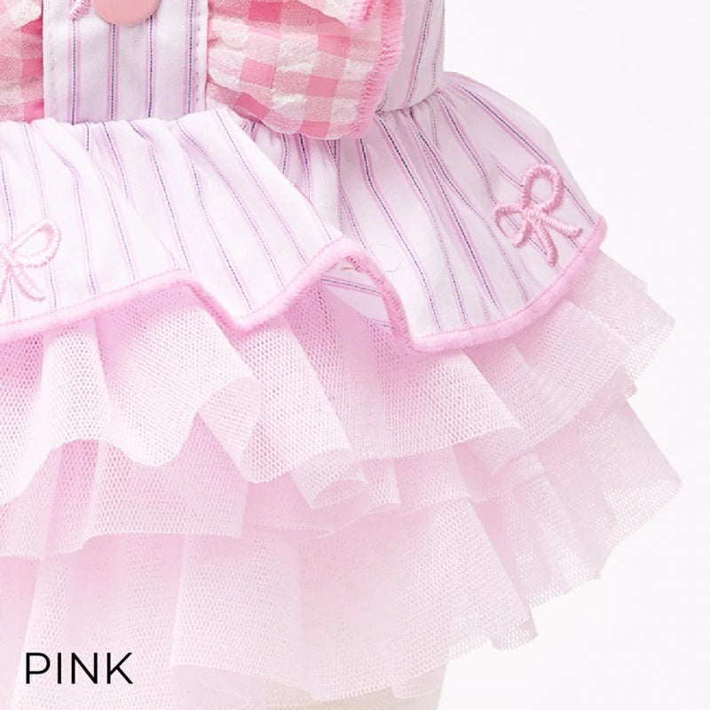 ゴッドピヴァ GODPIVA ストライプリボンフリルワンピース【小型犬 犬服 ワンピース スカート ドレス セレブ】