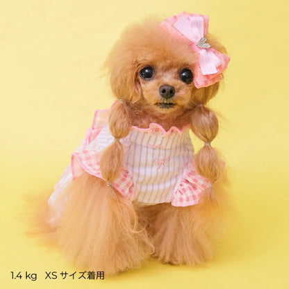ゴッドピヴァ GODPIVA ストライプリボンフリルワンピース【小型犬 犬服 ワンピース スカート ドレス セレブ】