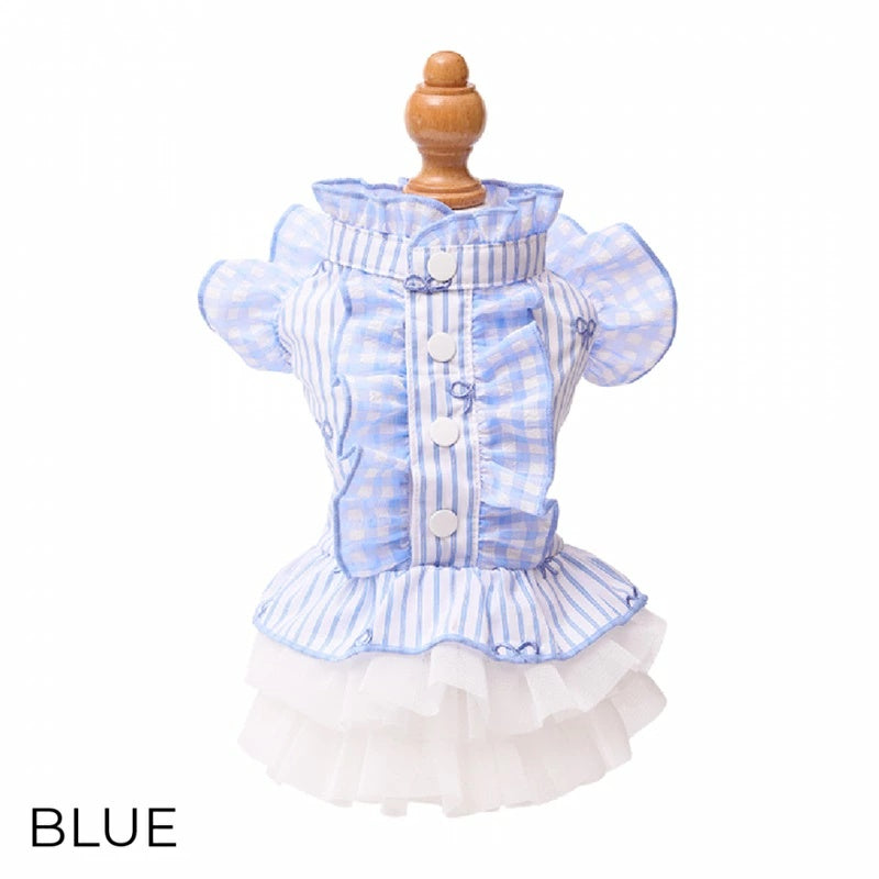 ゴッドピヴァ GODPIVA ストライプリボンフリルワンピース【小型犬 犬服 ワンピース スカート ドレス セレブ】