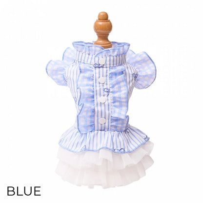 ゴッドピヴァ GODPIVA ストライプリボンフリルワンピース【小型犬 犬服 ワンピース スカート ドレス セレブ】