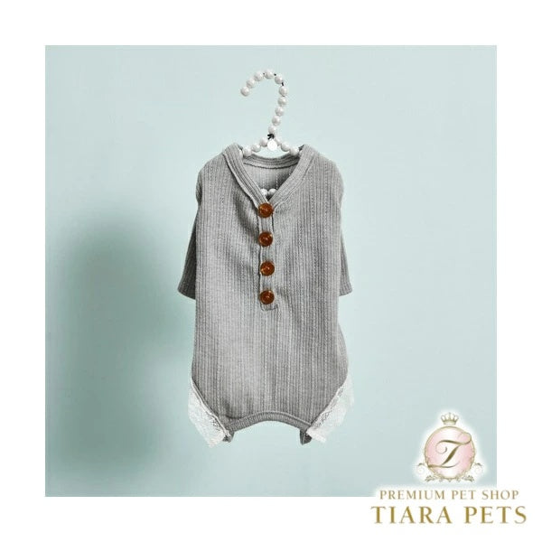 ルイスドッグ louisdog Misty Grey Romper【小型犬 犬服 ロンパース つなぎ パンツ セレブ】