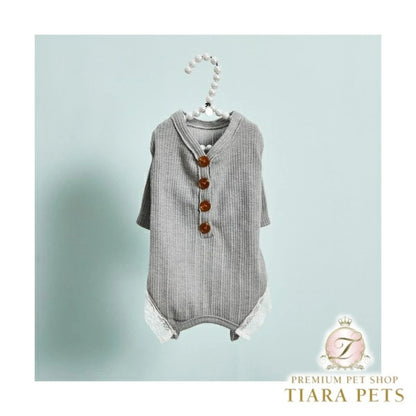 ルイスドッグ louisdog Misty Grey Romper【小型犬 犬服 ロンパース つなぎ パンツ セレブ】